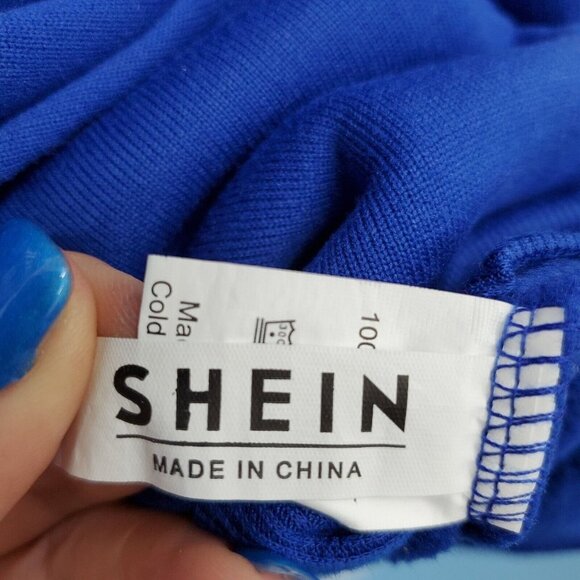 SHEIN New York Graphic Thermal Hoodie Sweatshirt Size XL Blue Kangaroo Pocket - Picture 9 of 13